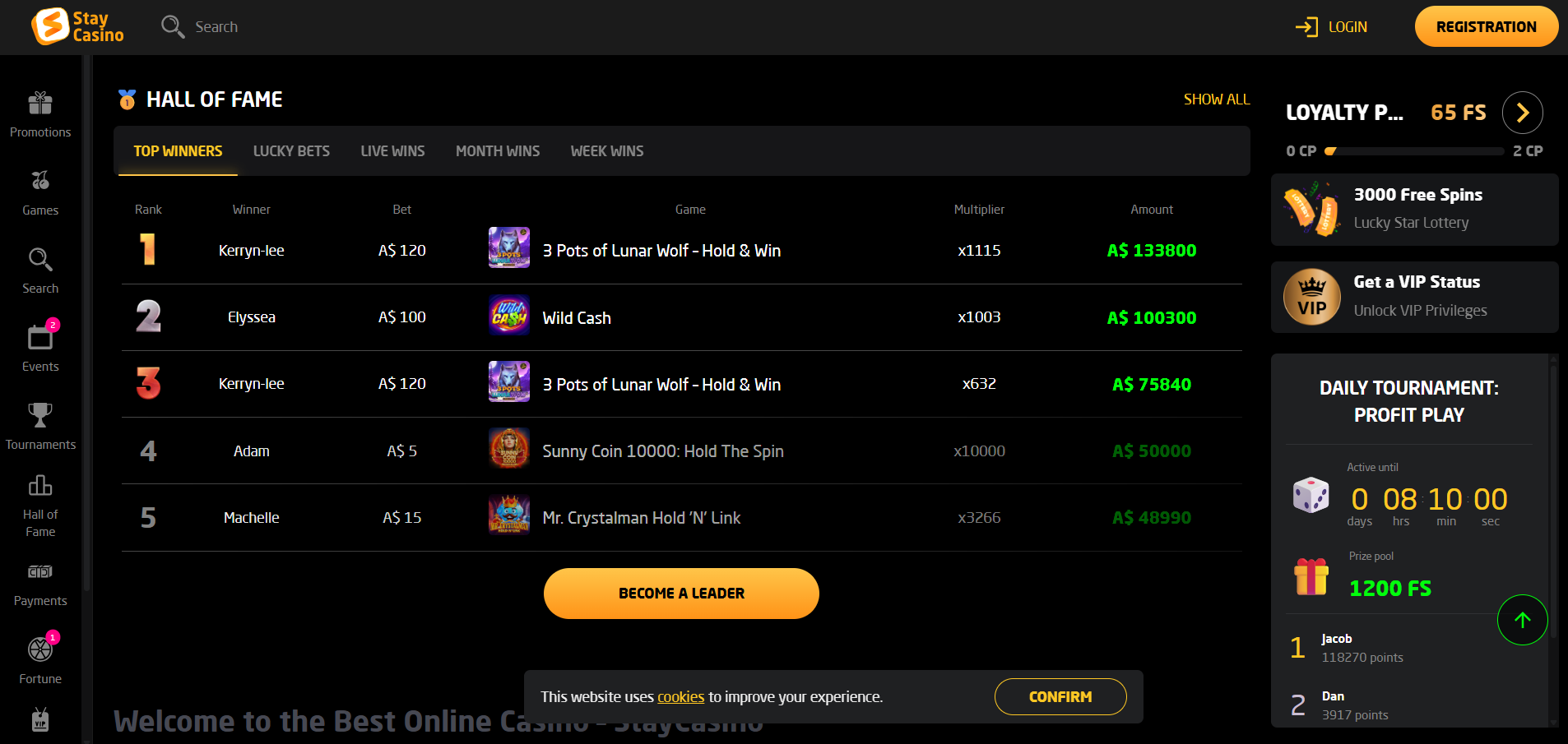 Staycasino promotions page screenshot